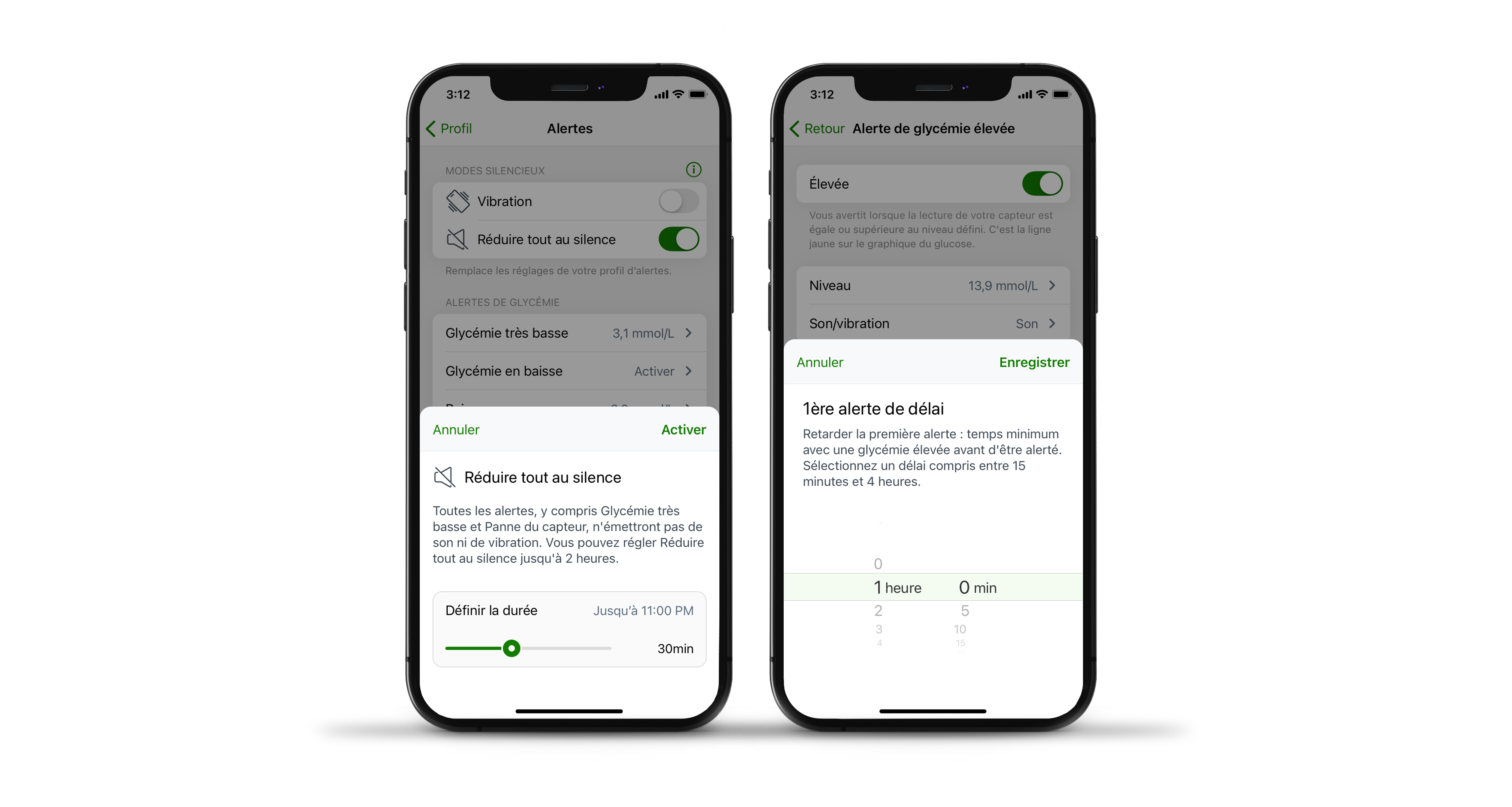 Alertes de glucose élevé et paramètres des alertes dans l’application Dexcom G7